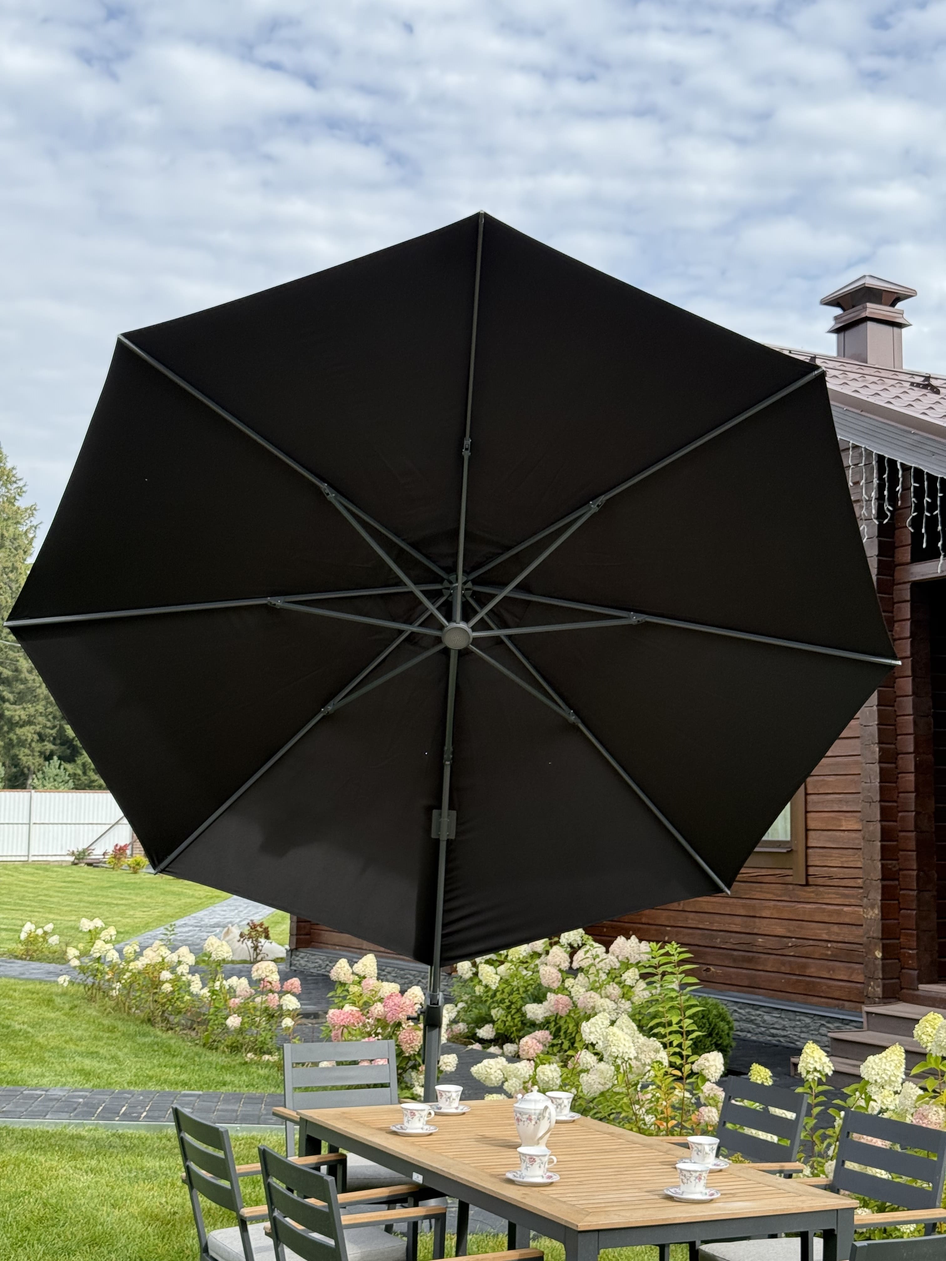 Уличный зонт SKY круглый в комплекте с базой черный 5